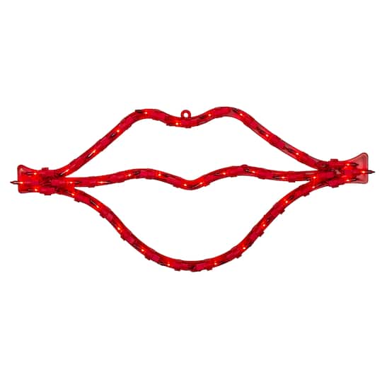 8" Lighted Red Lips Window Silhouette Decoration